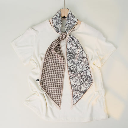 2025 European and American-style Beveled Silk Scarf Cross-border Silk Cashew Dot Long High-end Ribbon Scarf Women's Belt