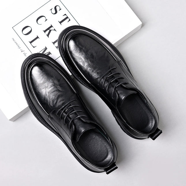 Men's Leather Shoes 2026 Autumn Style British Soft-Soled Men's Casual Shoes Business Formal Non-Slip Thick-Soled Groom's Wedding Shoes