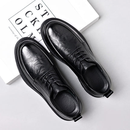 Men's Leather Shoes 2026 Autumn Style British Soft-Soled Men's Casual Shoes Business Formal Non-Slip Thick-Soled Groom's Wedding Shoes