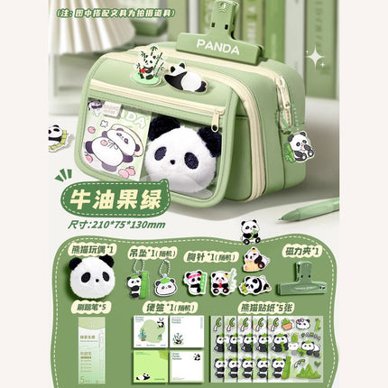 Large-Capacity Panda Pencil Bag High-Value Stationery Bag 2025 Girls New Multi-Functional Stationery Box Set Junior High School Students