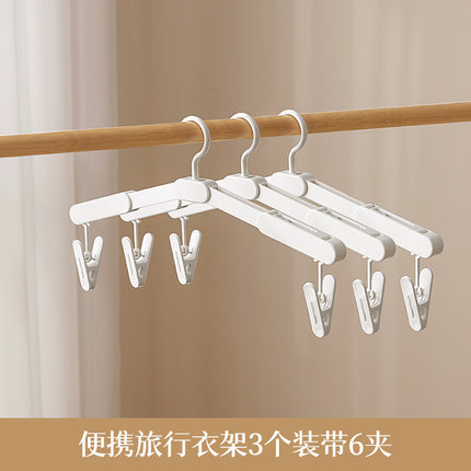 Folding hanger multifunctional clothes hanger portable clothes hanger non-slip thick seamless travel hanger with clip wholesale