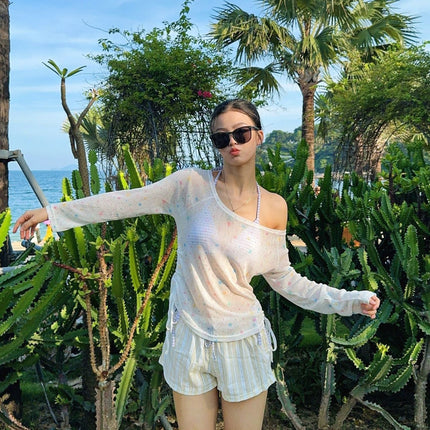Source Manufacturer Star Casual Thin Blouse Women's Summer Bikini Split Swimsuit Women's Lace Butt Curtain Suit Summer