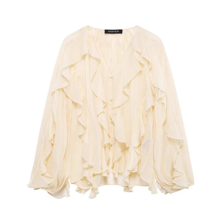 Cross-border new products 2025 European and American style women's foreign trade wholesale ZR in stock laminated decorative shirt