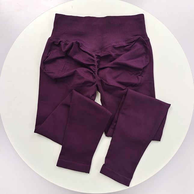 [Butt King] European and American Newly Upgraded Seamless Knitted Mid-Waist Peach Butt Pants Three-Section Waist Fitness Pants