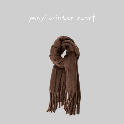 Imitation Cashmere Autumn and Winter Scarf Collection Plaid Scarf Women's Winter Thickeneded Warm Shawl Pure Color Student Scarf Cross-Border