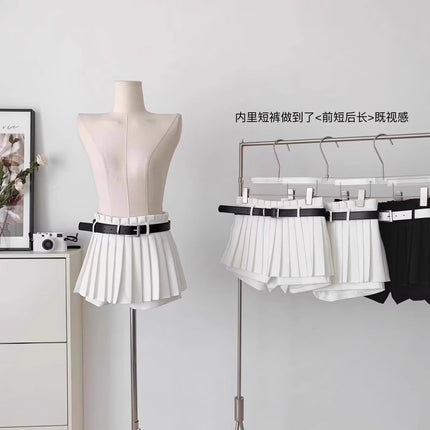 Spring and Autumn New Arrival Small Pleated Skirt A- Line Skirt Women's High Waist All-Match Anti-Glow Pop Skirt Popular
