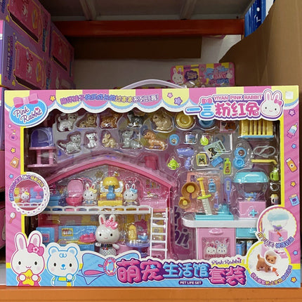 One-word pink rabbit kitchen refrigerator cake dessert shop girl simulation play house toys wholesale mini notebook