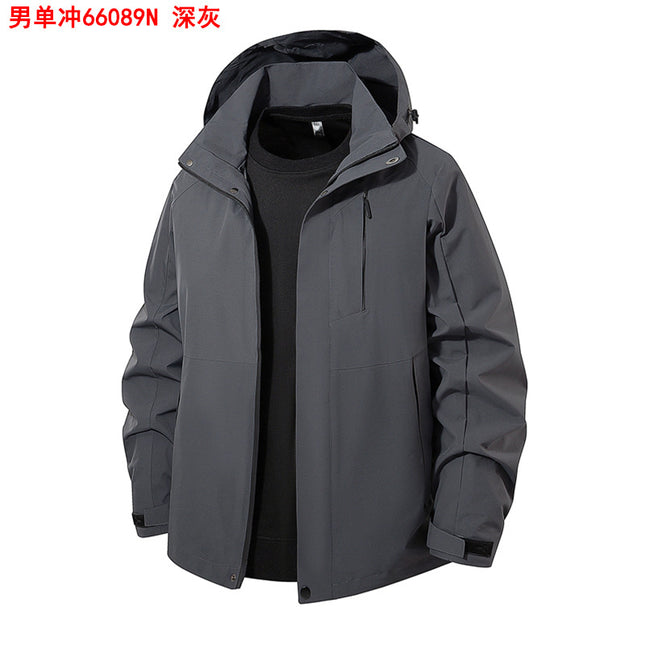 Couple Monomer Charge Clothes Women's Spring and Autumn Outdoor Windproof Waterproof Fashion Removable Hat Jacket Jacket Men's 66089N