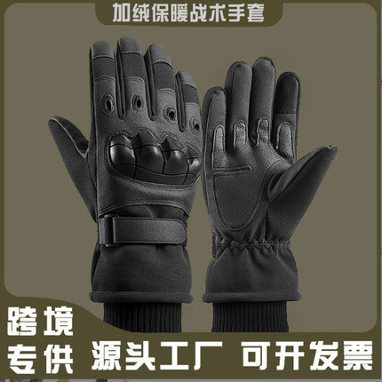 Tactical cycling training ski gloves outdoor mountaineering touch screen non-slip wear-resistant winter full finger fleece-lined warm gloves