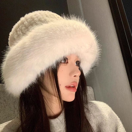 Plush landlord hat women's autumn and winter new cold-proof warm hat northeast basin hat ear cap face small fisherman hat tide