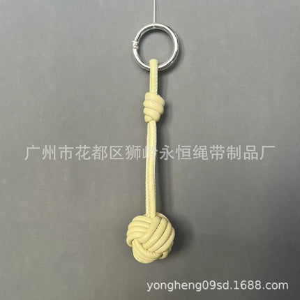 Car Keychain Bag Couple Exquisite Gift Soft Sheepskin Handmade Woven Tennis Ball Monkey Fist Hanging Bag
