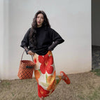 Blooming flowers skirt / One size fits all around 45-72.5kg