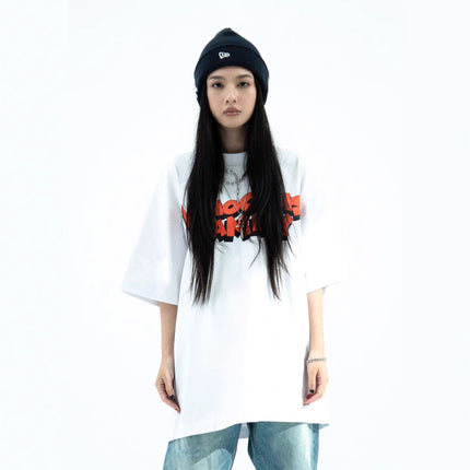 Fun Graffiti Popping Letter Print Short-Sleeved T-Shirt Hip-Hop Oversize Original National Fashion Brand Loose for Men and Women