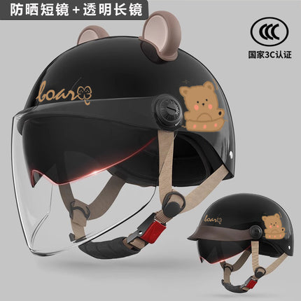 3C certification electric car helmet men's and women's summer safety helmet battery motorcycle sunshade light half helmet