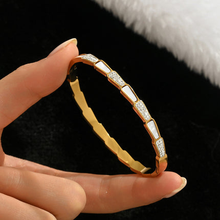 Titanium Steel Bracelet Does Not Fade, Diamond-Encrusted Real Gold Electroplated 18K Gold Stainless Steel Bracelet Douyin Cross-Border Same Style