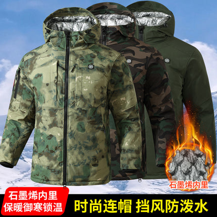 Upgraded Graphene Camouflage Cotton Coat, Thickeneded Cold-Proof and Waterproof Cotton Coat, Anti-Scratch and Wear-Resistant Cotton Jacket, Cold Storage Warm Cotton Coat