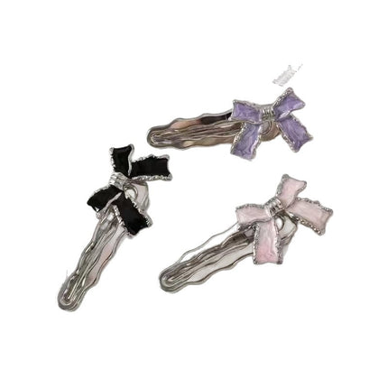 Sweet and Cool Bow Hairpin for Women Dopamine Y2K Side Bangs Clip High-End Exquisite Versatile Hairpin Clip