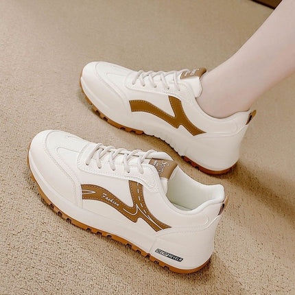 Cross-Border Large Size Leather Sports Shoes Women's Running Shoes 2025 Autumn New Fashion Casual Versatile Dad Shoes Women