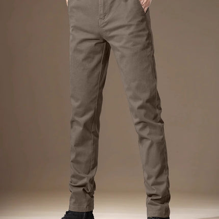 2026 New Summer Thin Trendy Slim-Fit Business Trousers for Men, High-End Pure Cotton Stretch Straight-Leg Casual Pants
