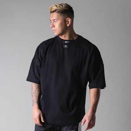 LYFT2022 New Muscle Fitness Sports Men's T-shirt Spring and Summer Round Neck Loose Fashion Cotton Running Short Sleeve