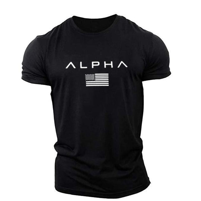 Sports short-sleeved men's T-shirt loose trendy fitness training muscle Iron Dog Brothers casual letters summer style