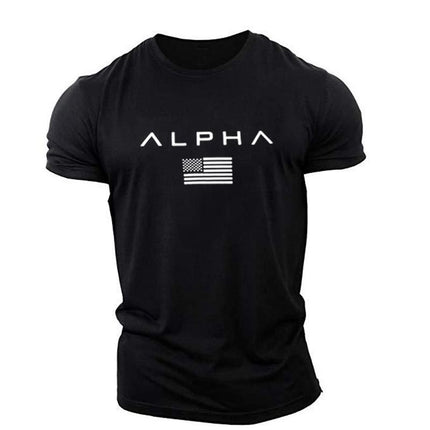 Sports short-sleeved men's T-shirt loose trendy fitness training muscle Iron Dog Brothers casual letters summer style