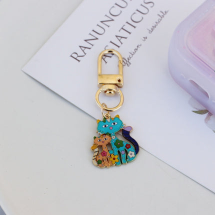Cross-border New Parent-child Cat Pendant Classic Cat-shaped Cartoon Keychain Bag Decorative Accessories Metal Keychain