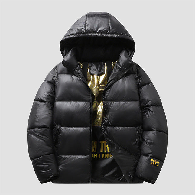 Black Gold Cotton Clothes Men's Coat Couple's Graphene Hooded Cotton-padded Coat Cold-proof Thickened Warm plus size Cotton-padded Coat Coat