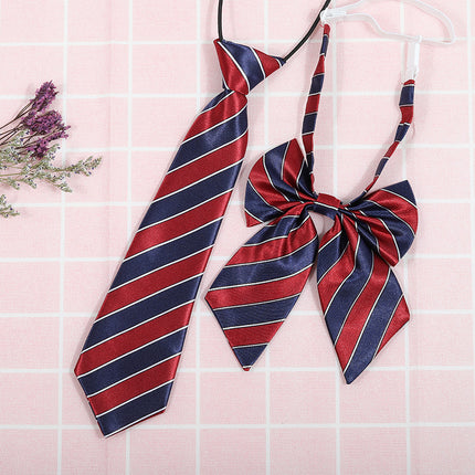 Japanese and Korean striped jk/dk college style men's and women's red cyanotic gray blue shirt accessories tie-free collar set