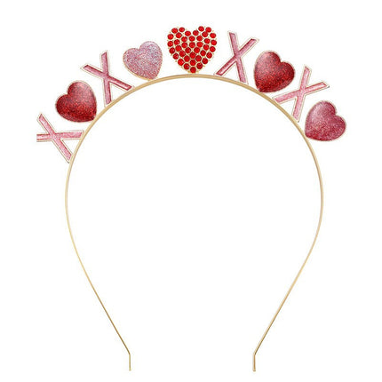 Valentine's Day Love Shape Hairband Hairpin Alloy Crystal Headband Hair Accessories pink Sweet Side Clip New Year Gift