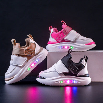 Boys and Girls light-on board shoes Spring and Autumn new children's sneaker medium and small children's casual soft bottom flash running shoes fashion