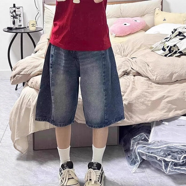 American Retro Five-Point Pants for Women 2025 New Summer Loose Slimming Pear-Shaped Figure Wide-Leg Casual Denim Shorts