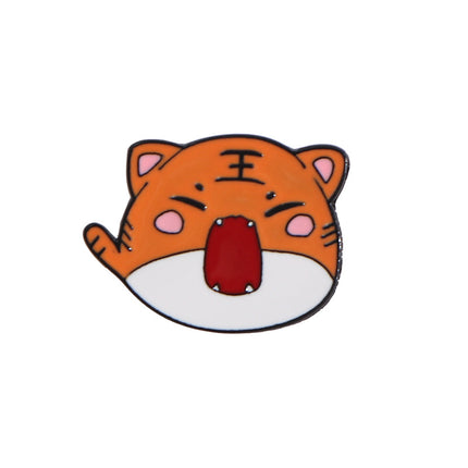 Cartoon plush tiger peripheral brooch couple Japanese clothes bag decoration Tiger Year auspicious metal badge men and women
