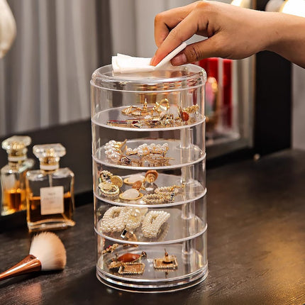 Rotating Multifunctional Jewelry Multi-Layer Dustproof Jewelry Storage Hair Ring Earrings Necklace Hairpin Storage Finishing Storage Box