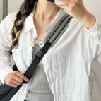 White striped wide shoulder strap