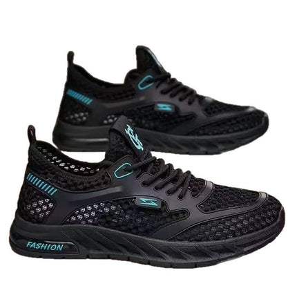 2025 Men's Shoes Summer New Hollow Breathable Casual All-match Mesh Shoes Soft Sole Wear-resistant Running Mesh Sports Trendy Shoes