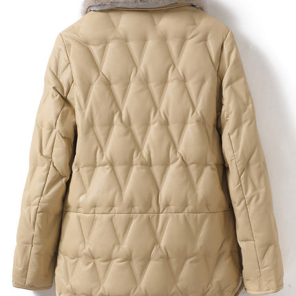 Women's Regular down Jacket with Mink Collar, Korean Style, Genuine Sheepskin, 2025 New Model, White Duck down Coat, Women's Leather Jacket