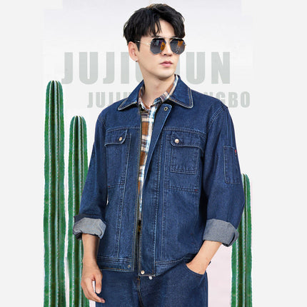 Welder Labor Protection Work Clothes Suit Men's Denim Long-Sleeved Thickened Anti-Scalding and Wear-Resistant Welding Clothes Construction Site Labor Protection Clothing Customization