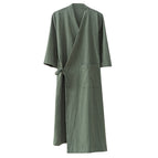 Dark green (cotton and linen half-breasted bathrobe) / M