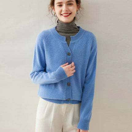 2025 Autumn and Winter Round Neck Cashmere Buttoned Cardigan Women's Cashmere Large Size Thickened Sweater Jacket Sweater Large Size