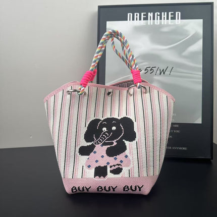 New Versatile and Cute Handbag Knitted Bag Tote Large Capacity Shoulder Bag Handbag Woven High-End Bag