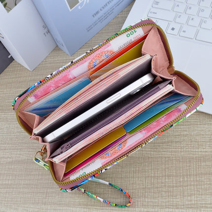 New Wallet Women's Long Zipper Clutch Soft Wallet Fashionable Cross Pattern Printed Student Change Mobile Phone Bag