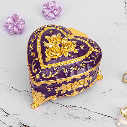 European retro metal jewelry box princess jewelry box exquisite enamel ladies necklace jewelry storage box wholesale