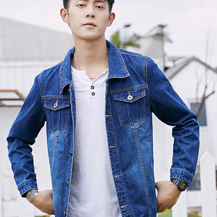 Spring and Autumn Men's Fashion Denim Jacket Korean Fashion Denim Shirt Youth Denim Slim Fit Denim Top Denim Jacket