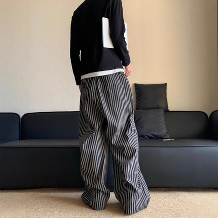 Spring and Autumn Japanese Retro Lazy Loose Vertical Striped Casual Pants Unisex Versatile Trendy Brand Straight-Leg Floor-Length Pants
