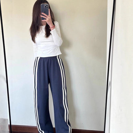 Women's Pants 2025 New Summer Style for Petite Figures, Height-Enhancing Spring Style, Straight-Leg, Curved Knife-Cut Wide-Leg Casual Pants, High-Waisted, Slimming