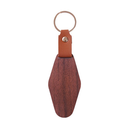 in stock Homestay Creative Leather Wooden Keychain Couple Keychain Creative Car Pendant