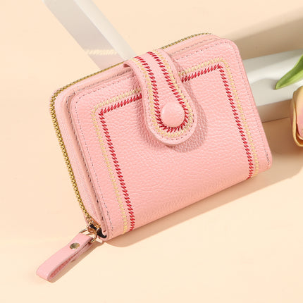European and American Simple Wallet Women's Short Retro Hong Kong Style All-match Large Capacity Multi-card Zipper Change Card Bag All-in-one Bag