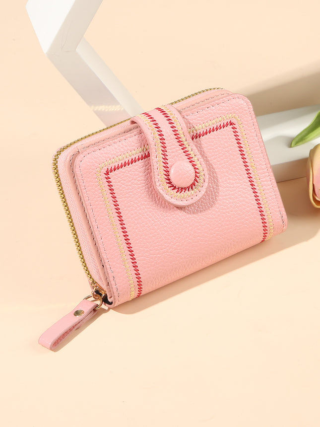 European and American Simple Wallet Women's Short Retro Hong Kong Style All-match Large Capacity Multi-card Zipper Change Card Bag All-in-one Bag