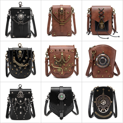 TEMU Cross Border Medieval European and American Retro Women's Crossbody Bag Personalized Mini Punk Rivet Single Shoulder Mobile Phone Satchel